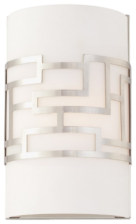 Foto para 60w SW 1 Light Wall Sconce Brushed Nickel Etched Opal