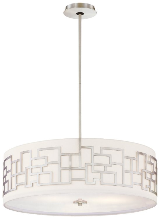 Foto para 100w SW 4 Light Drum Pendant Brushed Nickel White