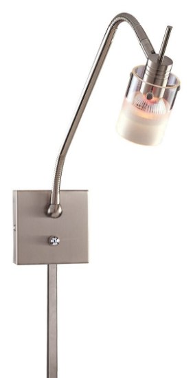 Foto para 50w SW 1 Light Low Voltage Wall Lamp Brushed Nickel Clear+sandblast