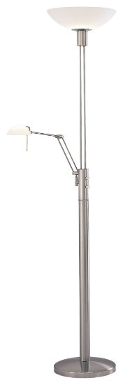 Picture of 175w SW 1 Light Torchiere W/Reading Lamp Brushed Nickel Etched Opal