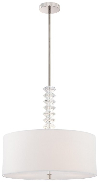 Foto para 100w SW 3 Light Drum Pendant Polished Nickel White