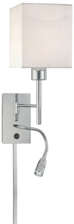 Foto para 63w CW 1 Light Swing Arm Wall Lamp W/ Led Reading Lamp Chrome White