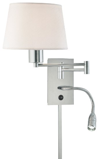 Foto para 103w SW 1 Light Swing Arm Wall Lamp W/ Led Reading Lamp Chrome White