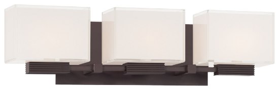 Foto para 75w SW 3 Light Bath Dorian Bronze Mitered / White Inside