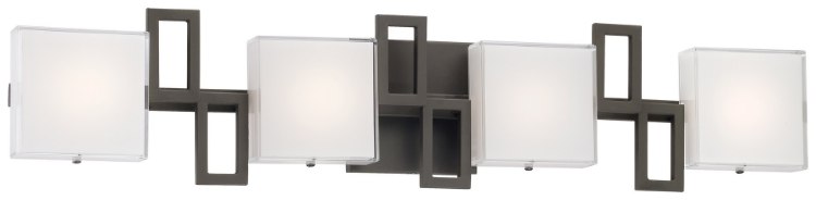 Foto para 40w WW 4 Light Led Bath Sable Bronze Mitered White Glass