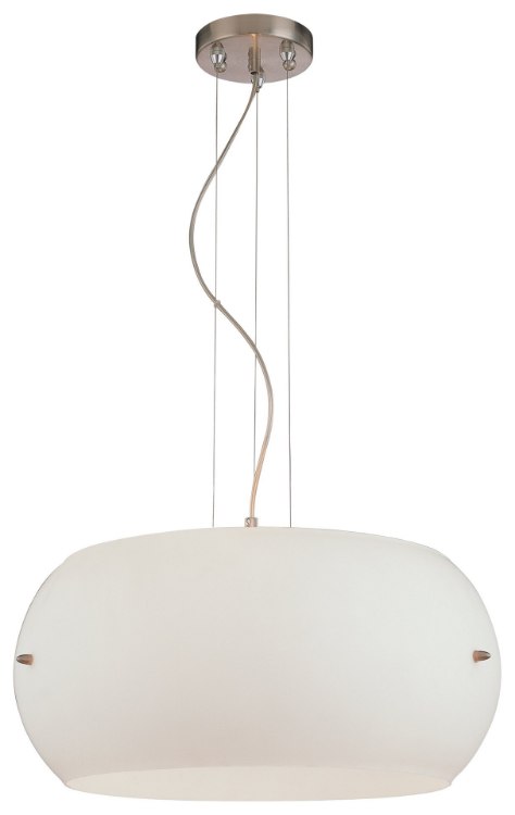 Foto para 100w SW 3 Light Pendant Brushed Nickel Etched Opal