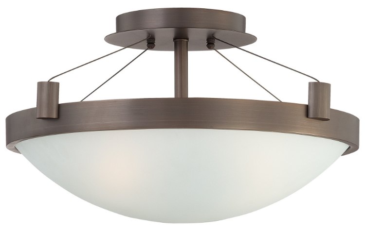 Foto para 60w SW 3 Light Semi Flush Mount Copper Bronze Patina White Frosted
