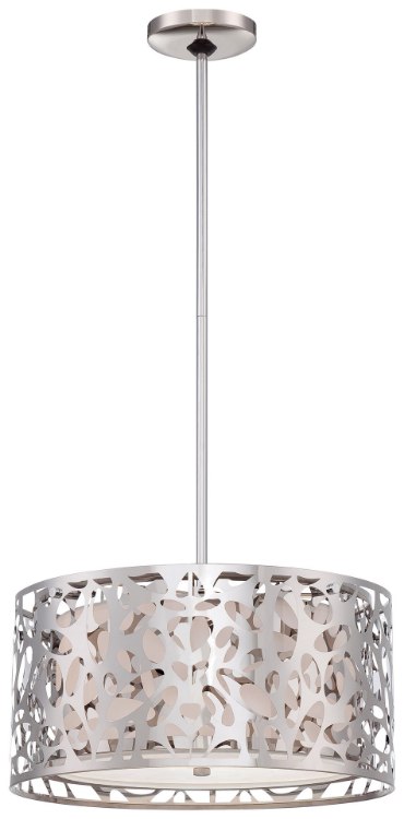 Foto para 100w SW 2 Light Drum Pendant Chrome White Linen