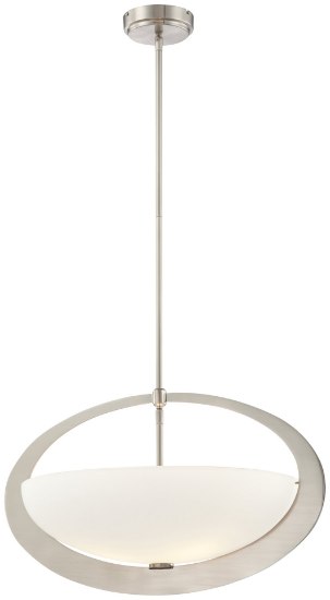 Foto para 100w SW 3 Light Pendant Brushed Nickel Etched Opal