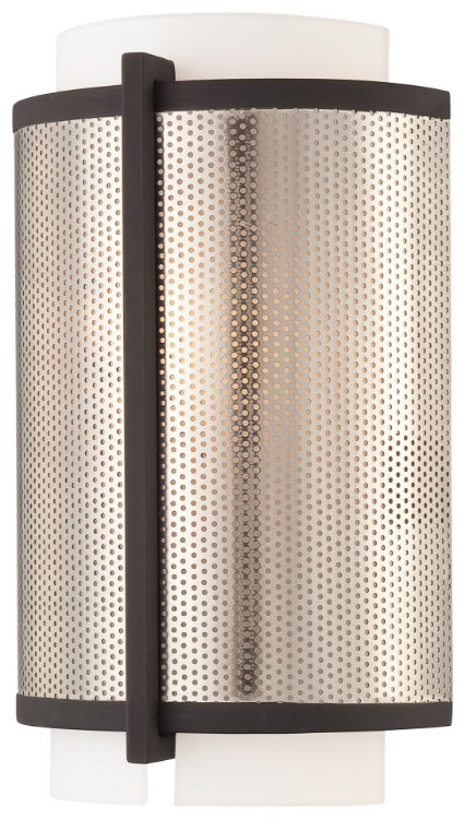 Foto para 60w SW 1 Light Wall Sconce Bronze W/ Brushed Nickel Etched Opal Glass