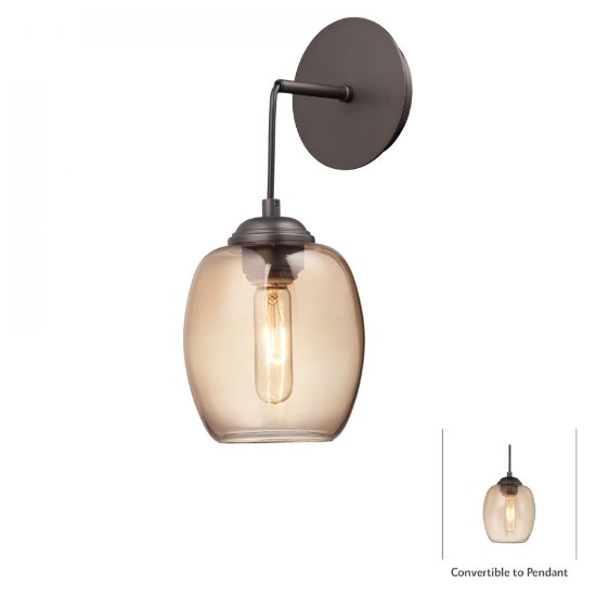 Picture of 60w SW 1 Light Mini Pendant (Convertible To Wall Sconce) Copper Bronze Patina Teak