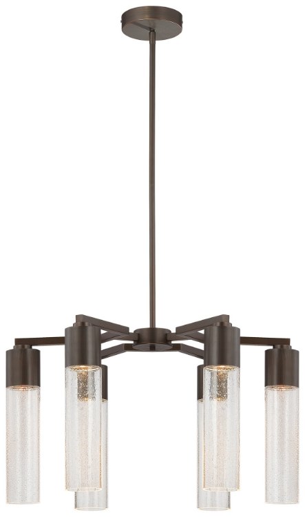 Foto para 35w SW 6 Light Chandelier Copper Bronze Patina Clear Seeded
