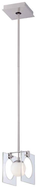 Foto para 40w SW 1 Light Mini Pendant Brushed Nickel Clear Flat Panel With Etched Opal