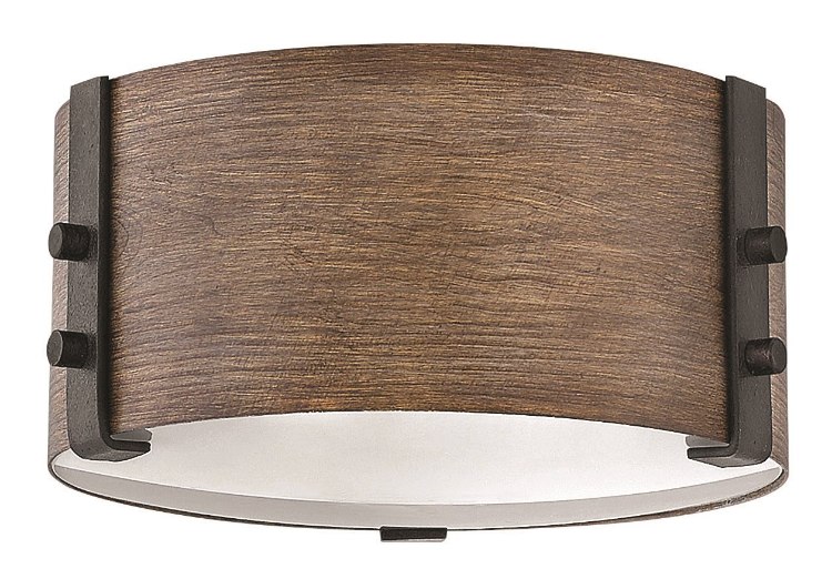 Foto para 60w Outdoor Sawyer CAND Etched Sequoia Flush Mount
