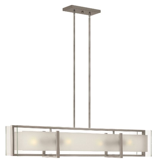 Foto para 100w Chandelier Latitude MED Clear Beveled Inside-Etched Brushed Nickel Stem Hung Linear