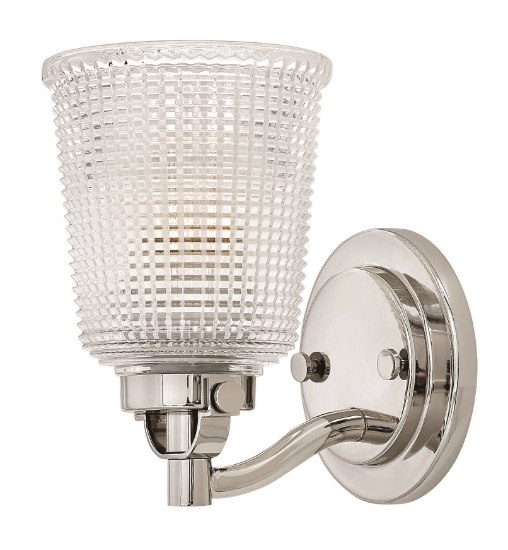 Picture of 100w Bath Bennett MED Clear Holophane Polished Nickel Bath Sconce
