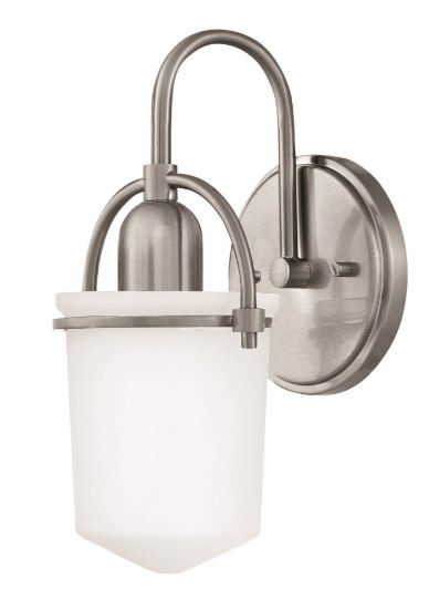 Foto para 117w Bath Clancy INCAN. LED MED Etched Opal Brushed Nickel Bath Sconce