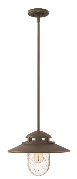 Foto para 100w Outdoor Atwell MED Clear Seedy Oil Rubbed Bronze Hanging