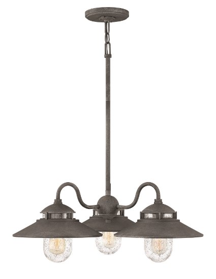 Picture of 100w Outdoor Atwell MED Clear Seedy Aged Zinc Outdoor Chandelier