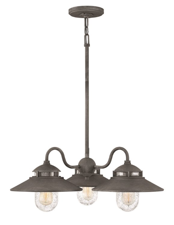 Foto para 100w Outdoor Atwell MED Clear Seedy Aged Zinc Outdoor Chandelier