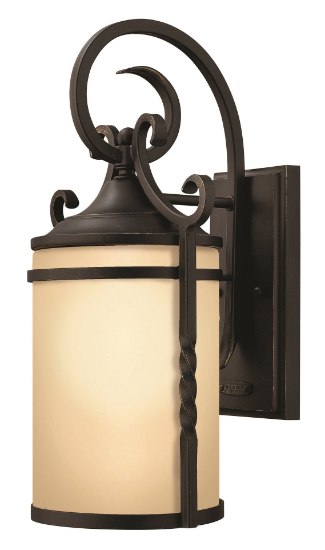 Picture of 60w Outdoor Casa MED Light Etched Amber Olde Black Small Wall Mount