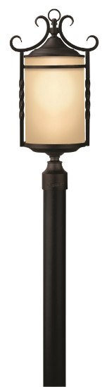 Picture of 60w Outdoor Casa CAND Light Etched Amber Olde Black Post Top/ Pier Mount