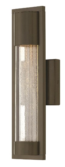 Foto para 35w Outdoor Mist GU-10 Clear Acrylic Outside Cylinder & Seedy Glass Inside Panel Bronze Small Wall Mount