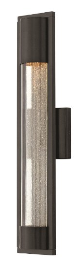 Foto para 35w Outdoor Mist GU-10 Clear Acrylic Outside Cylinder & Seedy Glass Inside Panel Satin Black Medium Wall Mount