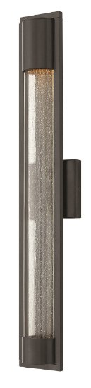 Foto para 35w Outdoor Mist GU-10 Clear Acrylic Outside Cylinder & Seedy Glass Inside Panel Satin Black Large Wall Mount