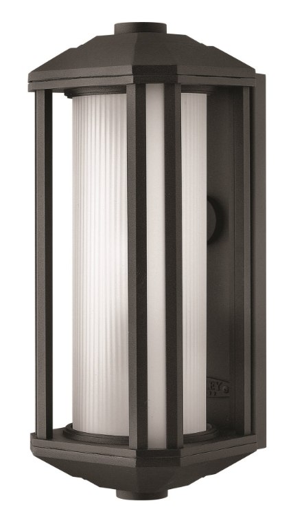 Picture of 100w Outdoor Castelle MED Ribbed Etched Cylinder Black Small Wall Mount