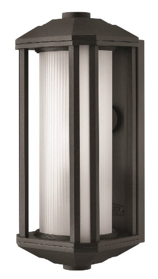 Picture of 26w Outdoor Castelle GU24 Ribbed Etched Cylinder Black Small Wall Mount