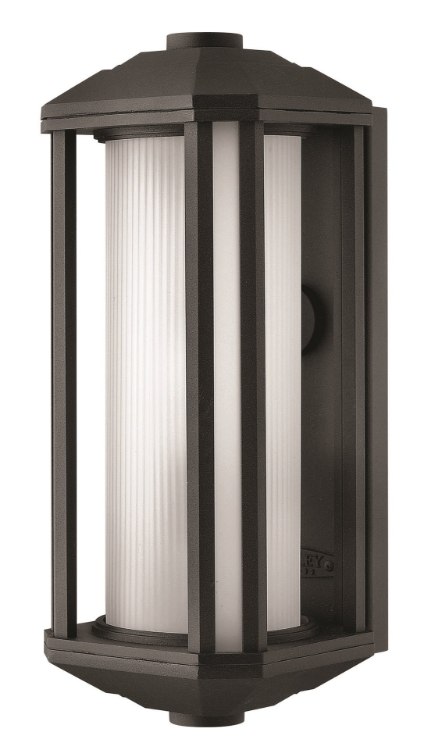 Foto para 26w Outdoor Castelle GU24 Ribbed Etched Cylinder Black Small Wall Mount
