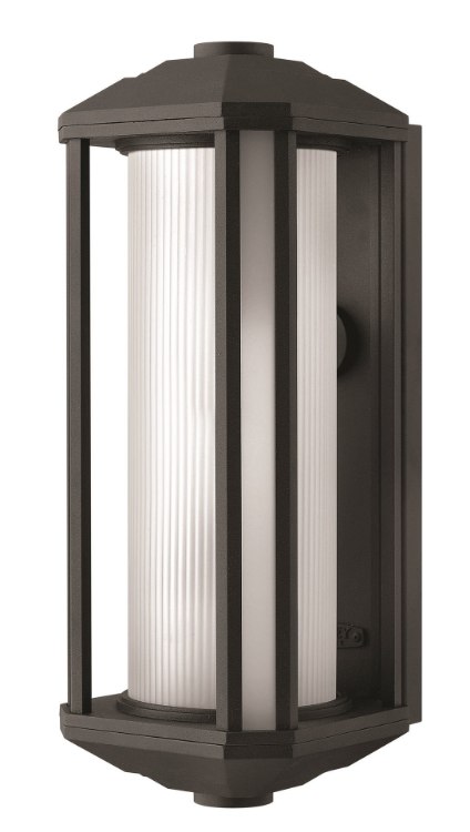 Picture of 15w Outdoor Castelle LED Ribbed Etched Cylinder Black Large Wall Mount