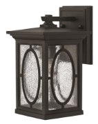 Picture of 75w Outdoor Randolph MED Clear Seedy and Etched Seedy Glass Panels (Option) Black Small Wall Mount