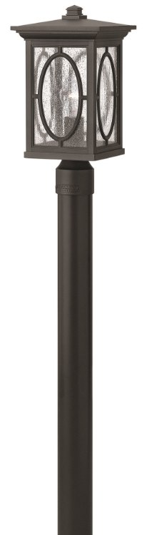 Picture of 15w Outdoor Randolph LED Clear Seedy and Etched Seedy Glass Panels (Option) Black Post Top/ Pier Mount