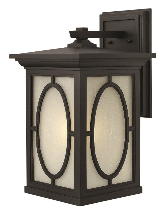 Picture of 15w Outdoor Randolph LED Clear Seedy and Etched Seedy Glass Panels (Option) Black Large Wall Mount