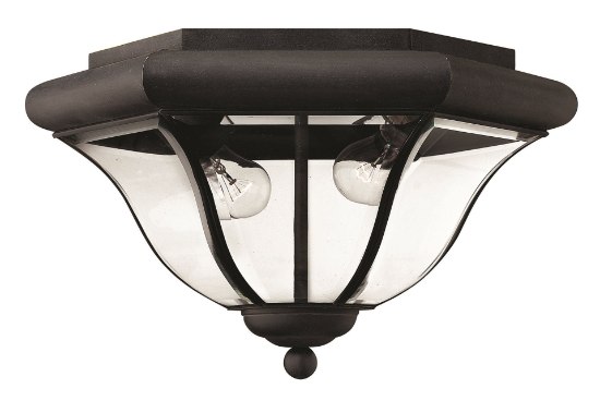 Foto para 60w Outdoor San Clemente MED Clear, Bent, Beveled and Bound Museum Black Flush Mount