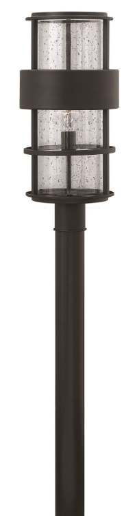 Picture of 100w Outdoor Saturn MED Clear Seedy Satin Black Post Top/ Pier Mount
