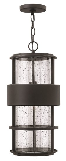 Picture of 100w Outdoor Saturn MED Clear Seedy Satin Black Hanging