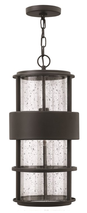 Picture of 100w Outdoor Saturn MED Clear Seedy Satin Black Hanging