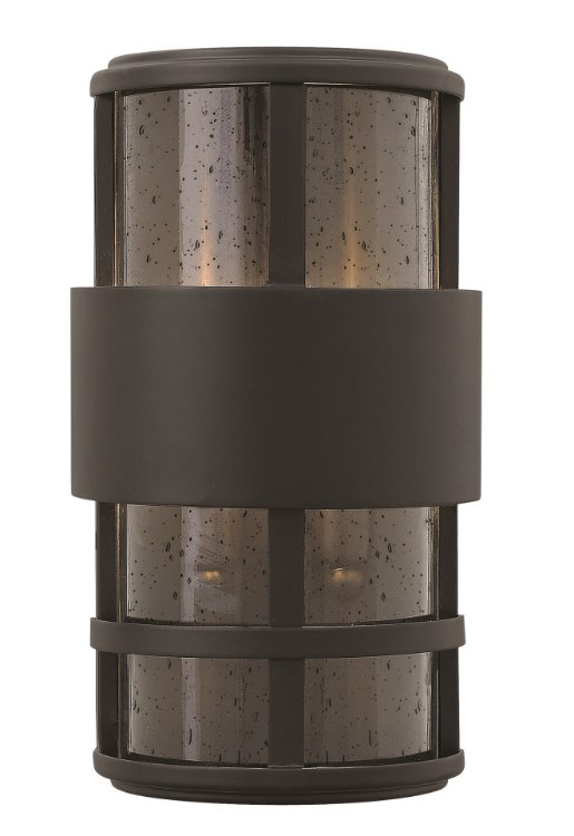 Foto para 40w Outdoor Saturn CAND Clear Seedy Satin Black Mini Wall Mount