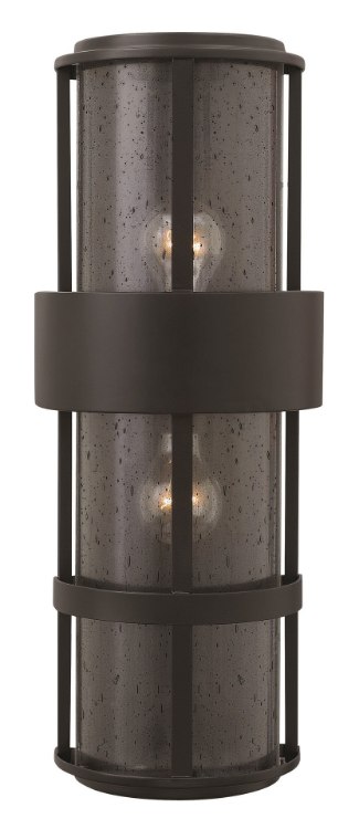 Foto para 75w Outdoor Saturn MED Clear Seedy Satin Black Large Wall Mount