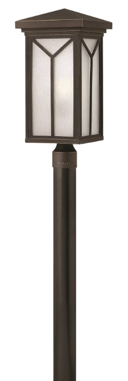 Picture of 100w Outdoor Drake MED Clear Inside Etched Seedy Oil Rubbed Bronze Post Top/ Pier Mount