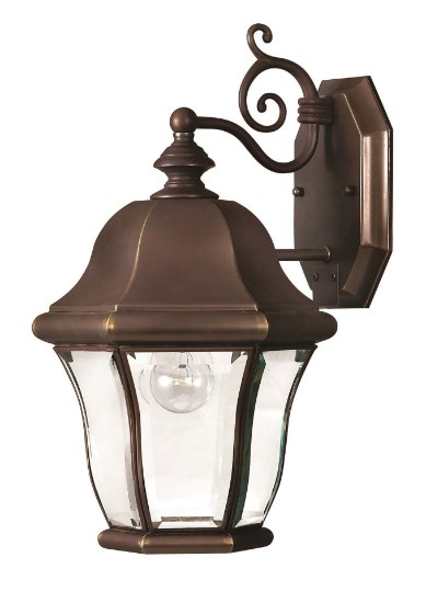 Foto para 60w Outdoor Monticello MED Clear, Bent, Beveled and Bound Copper Bronze Small Wall Mount