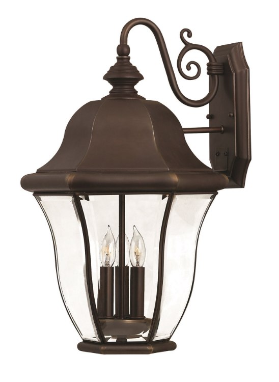 Picture of 40w Outdoor Monticello CAND Clear, Bent, Beveled and Bound Copper Bronze Large Wall Mount
