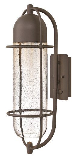 Picture of 50w Outdoor Perry GU-10 Clear Seedy Oil Rubbed Bronze Medium Wall Mount