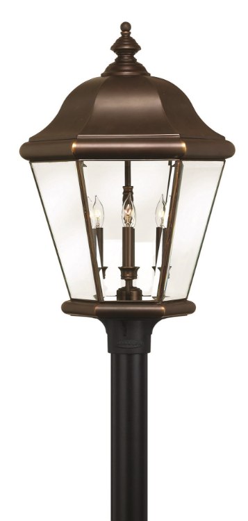Foto para 40w Outdoor Clifton Park CAND Clear, Beveled and Bound Copper Bronze Extra Large Post Top