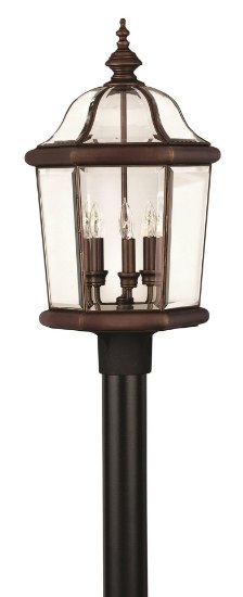 Picture of 40w Outdoor Augusta CAND Bound, Bent and Beveled Clear Panels Copper Bronze Post Top/ Pier Mount