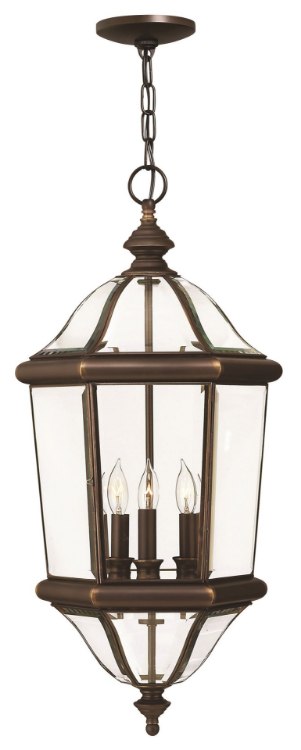 Foto para 40w Outdoor Augusta CAND Bound, Bent and Beveled Clear Panels Copper Bronze Hanging