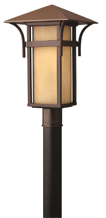 Picture of 15w Outdoor Harbor LED Etched Amber Seedy Bound Anchor Bronze Post Top/ Pier Mount